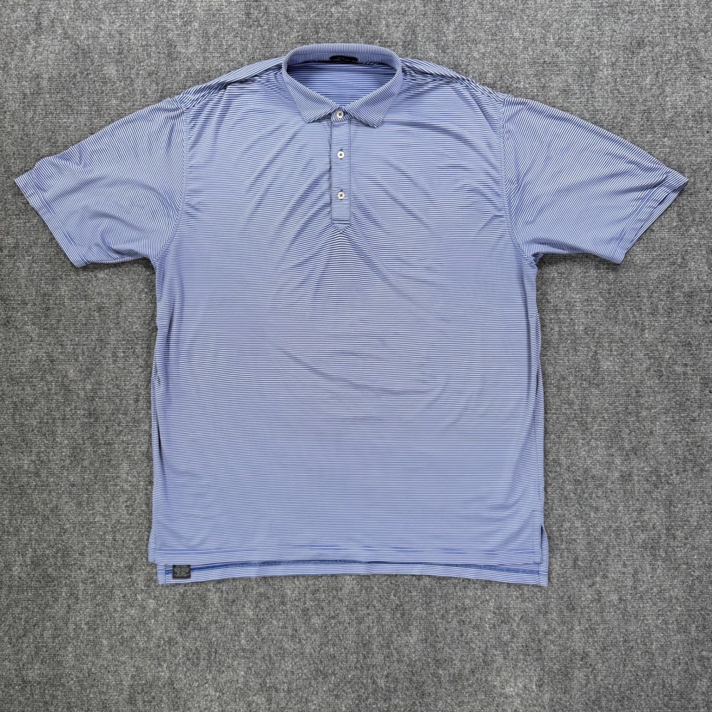 Turtleson Performance Golf Polo Men's XXL Blue White Stripe Stretch Korea